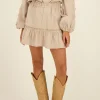 Beige Rok Met Ruffles & Glans