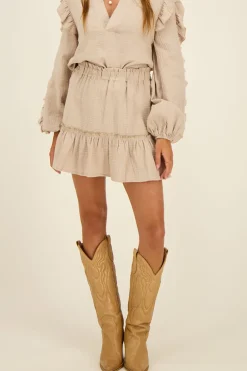 Beige Rok Met Ruffles & Glans