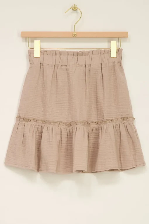 Beige Rok Met Ruffles & Glans