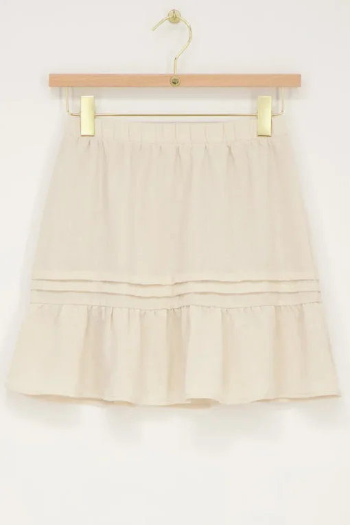 Beige Rokje Met Linnen Look