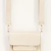Beige Schoudertas Met Croco Design