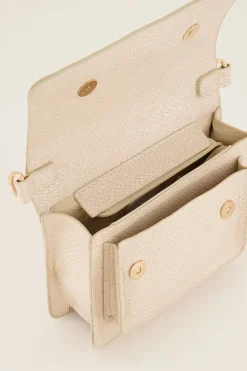 Beige Schoudertas Met Croco Design