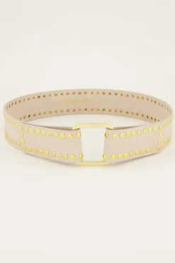 Beige Tailleriem Met Goudkleurige Studs
