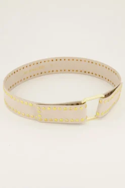 Beige Tailleriem Met Goudkleurige Studs