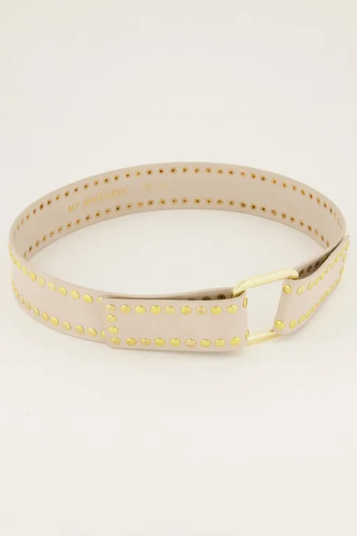 Beige Tailleriem Met Goudkleurige Studs