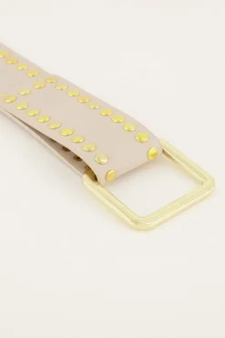 Beige Tailleriem Met Goudkleurige Studs
