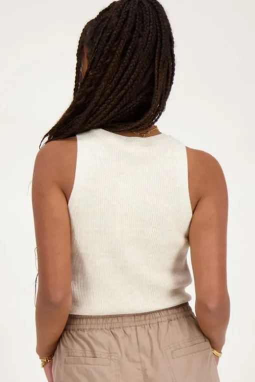 Beige Tanktop Met Rib