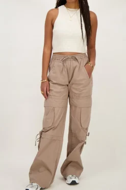Beige Tanktop Met Rib