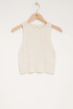 Beige Tanktop Met Rib