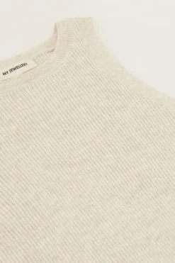 Beige Tanktop Met Rib