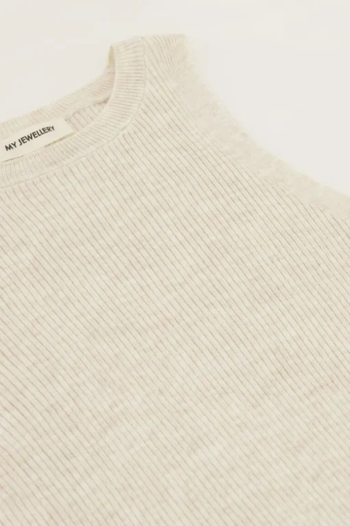 Beige Tanktop Met Rib