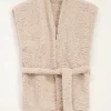 Beige Teddy Gilet Met Ceintuur