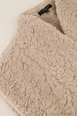 Beige Teddy Gilet Met Ceintuur
