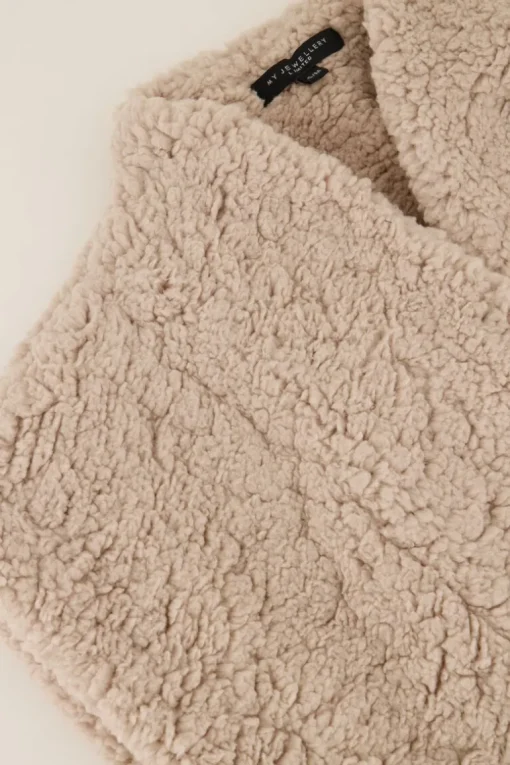 Beige Teddy Gilet Met Ceintuur