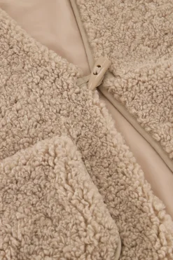 Beige Teddy Gilet Met Knoop