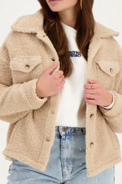Beige Teddy Jasje Met Zakken