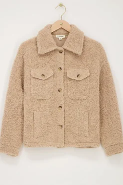 Beige Teddy Jasje Met Zakken