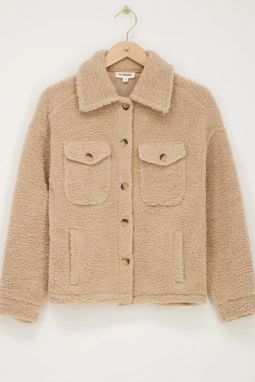 Beige Teddy Jasje Met Zakken