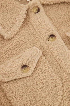Beige Teddy Jasje Met Zakken