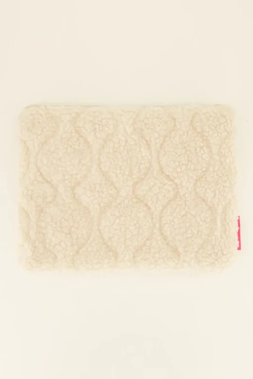 Beige Teddy Laptop Hoes Met Patroon