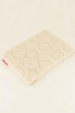 Beige Teddy Laptop Hoes Met Patroon