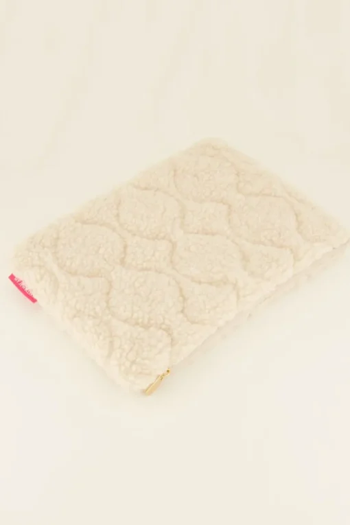 Beige Teddy Laptop Hoes Met Patroon