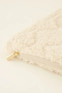 Beige Teddy Laptop Hoes Met Patroon