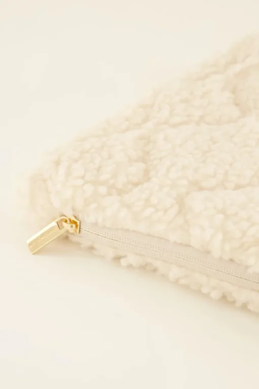 Beige Teddy Laptop Hoes Met Patroon