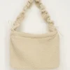 Beige Teddy Shopper Met Ruffle Strap