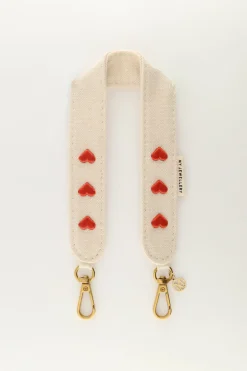Beige Telefoonkoord Met Rode Hartjes