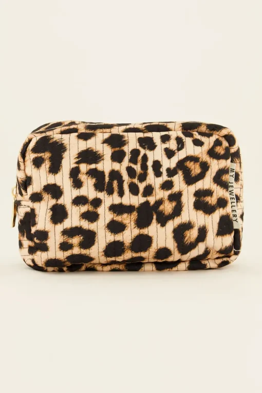 Beige Toilettas Met Luipaard Print