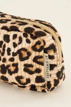 Beige Toilettas Met Luipaard Print