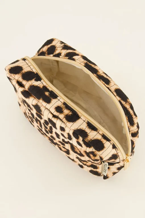 Beige Toilettas Met Luipaard Print