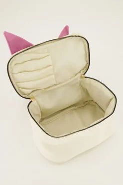 Beige Toilettas Met Roze Strik