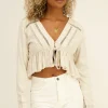 Beige Top Met Kanten Bandjes & Strik Detail