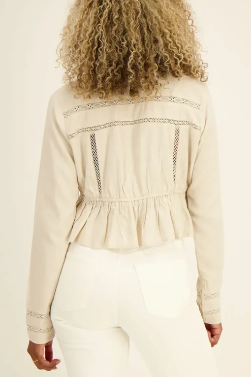 Beige Top Met Kanten Bandjes & Strik Detail