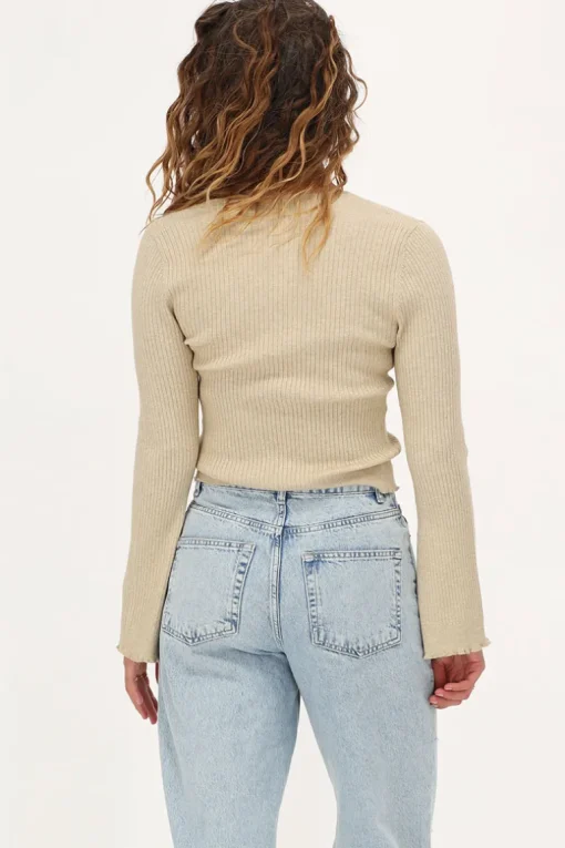Beige Vestje Met Lurex & Strikjes