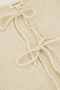 Beige Vestje Met Strikjes