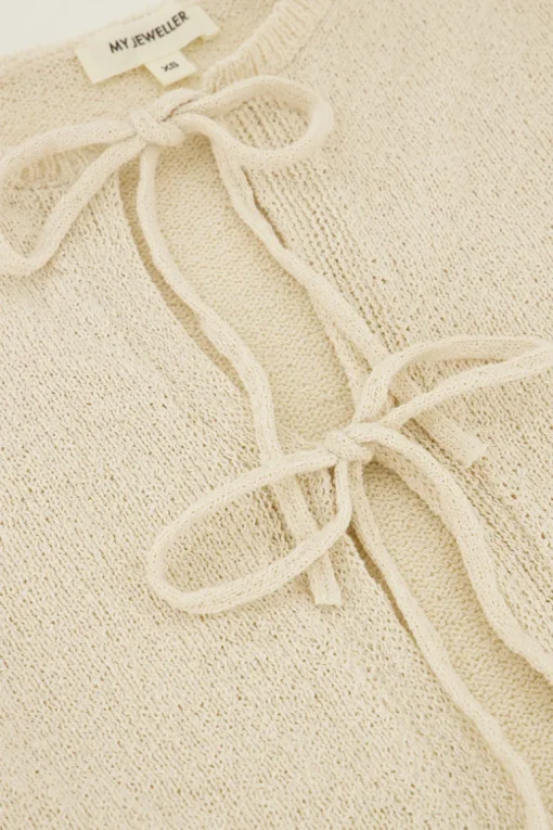 Beige Vestje Met Strikjes