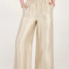 Beige Wide Leg Broek Satijnen Look