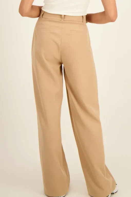 Beige Wide Leg Pantalon