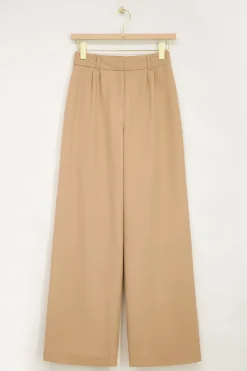 Beige Wide Leg Pantalon