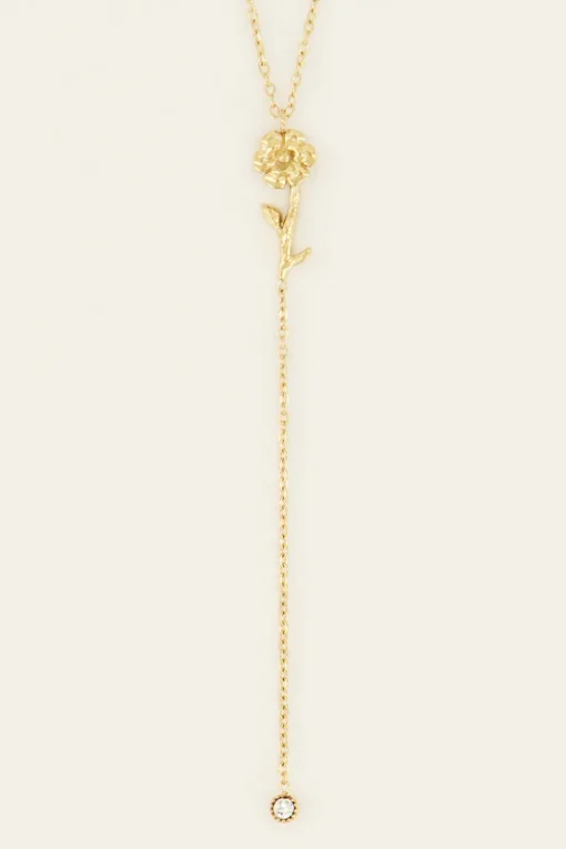 Birth Flower Ketting Met Bedel En Strass