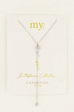 Birth Flower Ketting Met Bedel En Strass