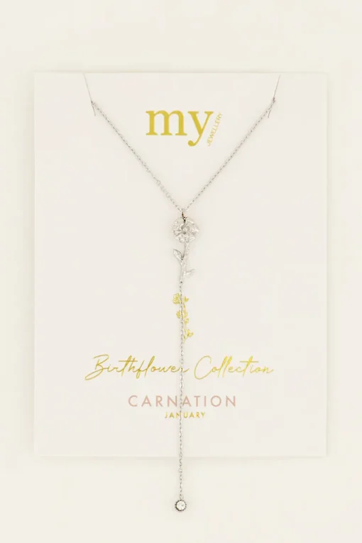 Birth Flower Ketting Met Bedel En Strass