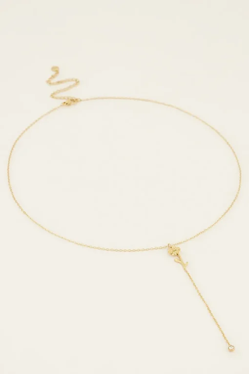 Birth Flower Ketting Met Bedel En Strass