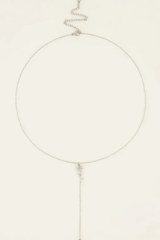 Birth Flower Ketting Met Bedel En Strass