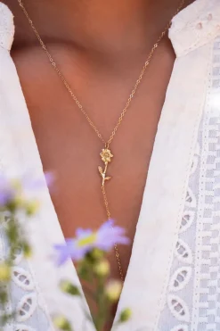 Birth Flower Ketting Met Bedel En Strass