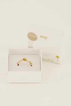 Birth Flower Ring Met Bloem