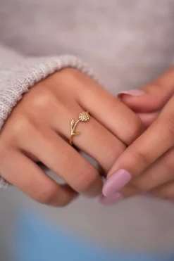 Birth Flower Ring Met Bloem